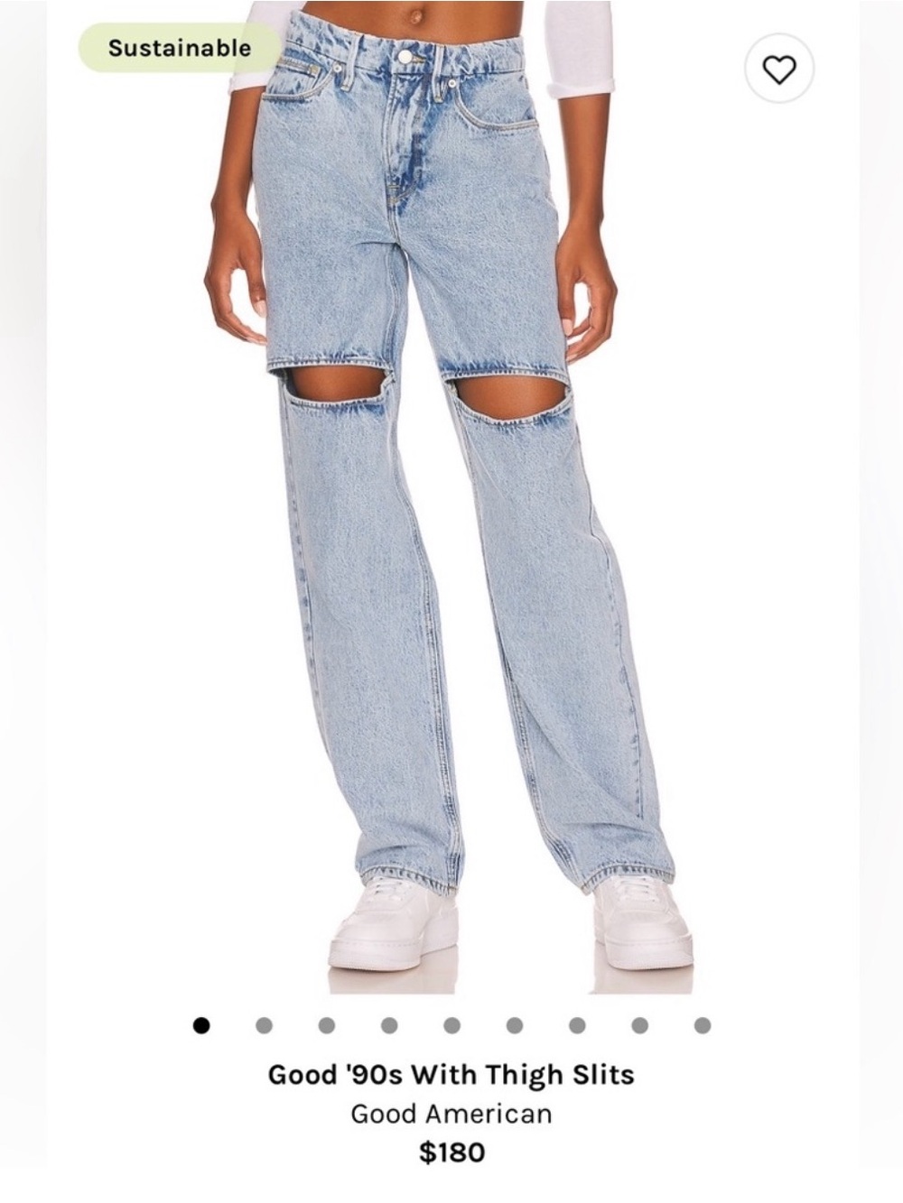 Rare-Good American Light Blue '90s High-Rise Jeans with Thigh Slits